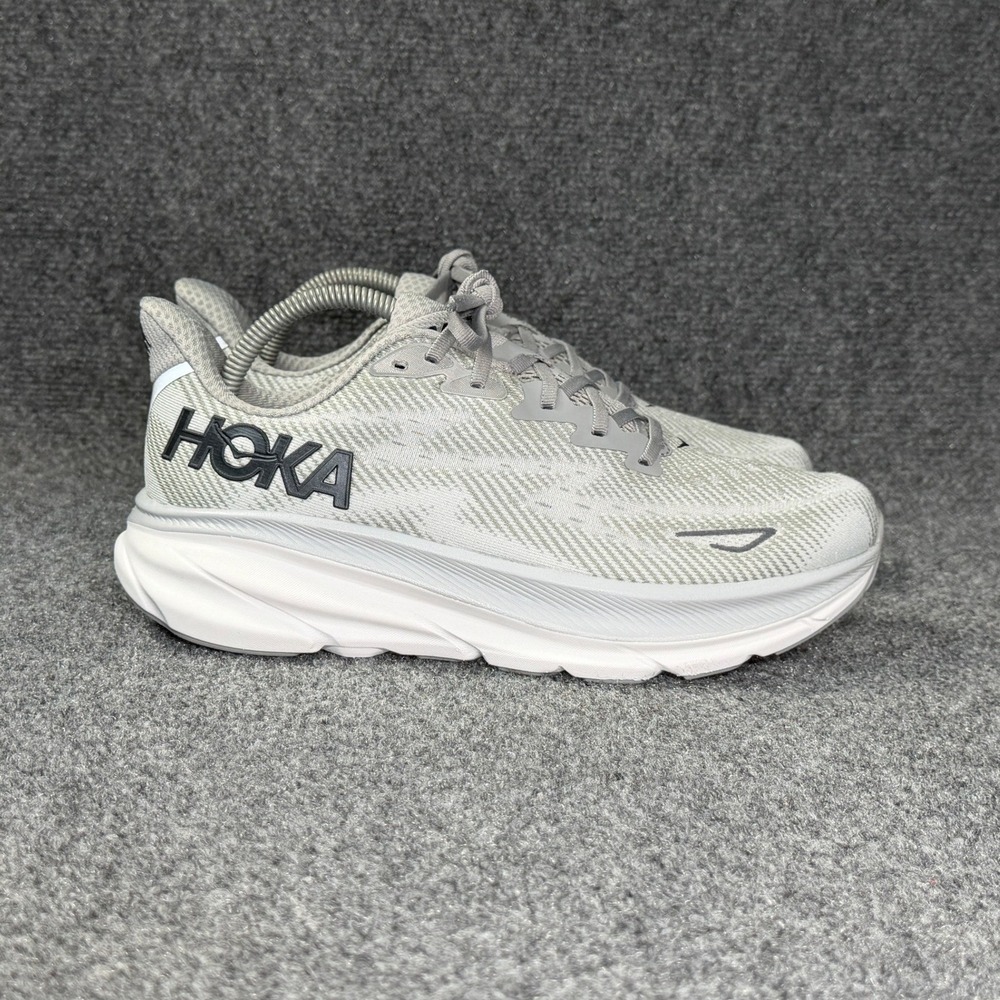 Hoka Clifton 9 Running Shoes Men's 8.5 Grey Athletic Run Training Sneakers